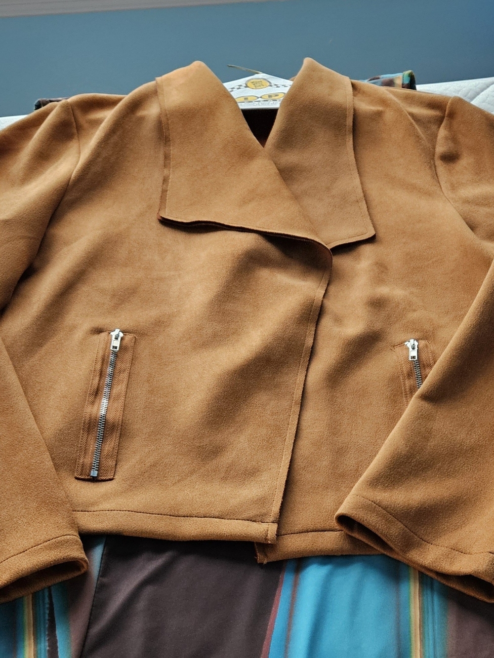 Womens Camel Zip-Detail jacket